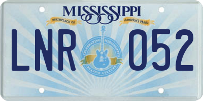 MS license plate LNR052