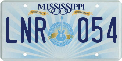 MS license plate LNR054