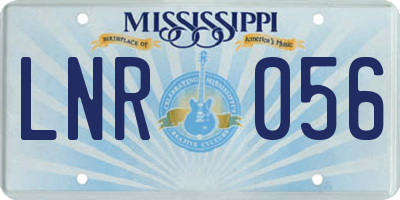 MS license plate LNR056