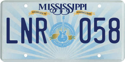 MS license plate LNR058