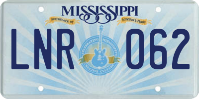 MS license plate LNR062