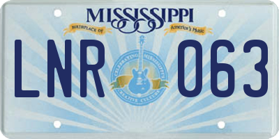 MS license plate LNR063