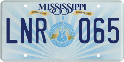 MS license plate LNR065