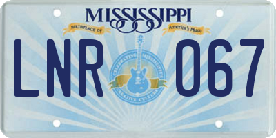MS license plate LNR067