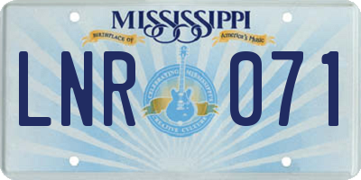 MS license plate LNR071