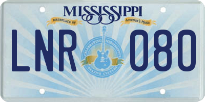 MS license plate LNR080