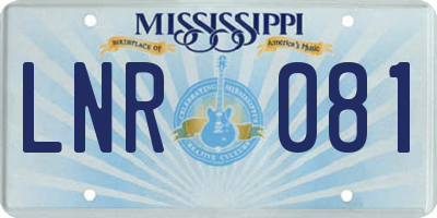 MS license plate LNR081