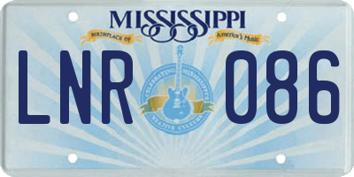 MS license plate LNR086
