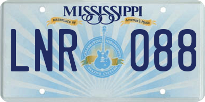MS license plate LNR088