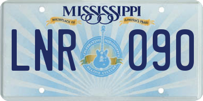 MS license plate LNR090