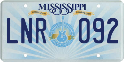 MS license plate LNR092