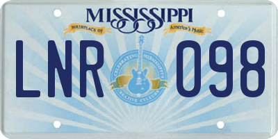 MS license plate LNR098