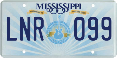 MS license plate LNR099