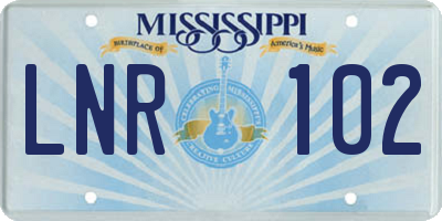 MS license plate LNR102