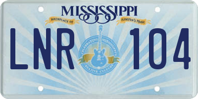 MS license plate LNR104