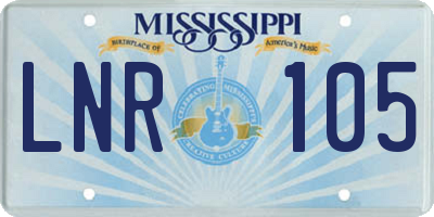 MS license plate LNR105