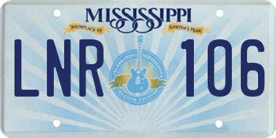 MS license plate LNR106