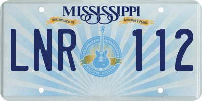 MS license plate LNR112