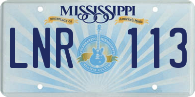 MS license plate LNR113