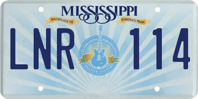 MS license plate LNR114