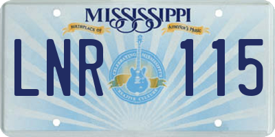 MS license plate LNR115