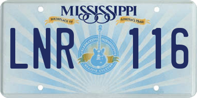 MS license plate LNR116