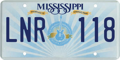 MS license plate LNR118