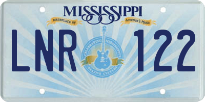 MS license plate LNR122