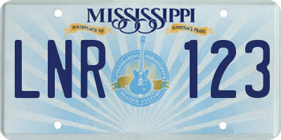 MS license plate LNR123