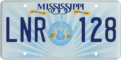 MS license plate LNR128