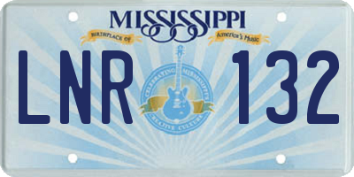 MS license plate LNR132