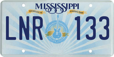 MS license plate LNR133