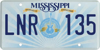 MS license plate LNR135