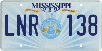 MS license plate LNR138
