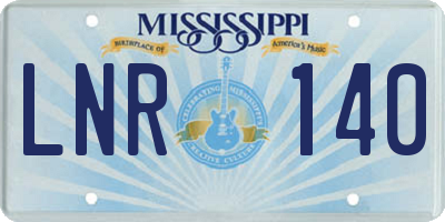 MS license plate LNR140