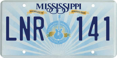 MS license plate LNR141