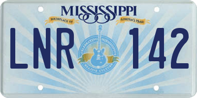 MS license plate LNR142