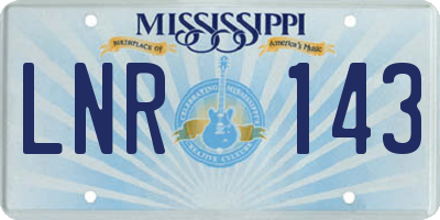 MS license plate LNR143