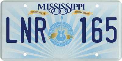 MS license plate LNR165