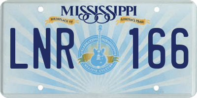MS license plate LNR166