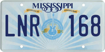 MS license plate LNR168