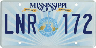 MS license plate LNR172