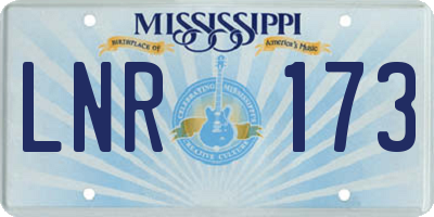 MS license plate LNR173