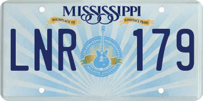 MS license plate LNR179