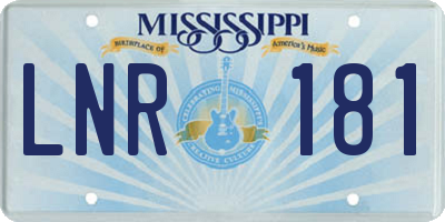 MS license plate LNR181