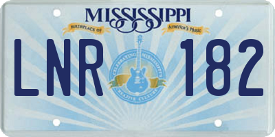 MS license plate LNR182