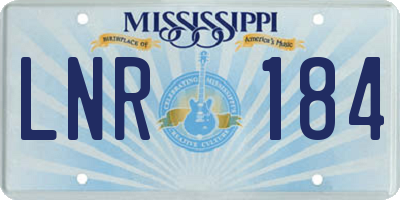 MS license plate LNR184