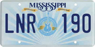 MS license plate LNR190