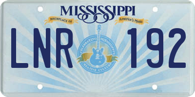 MS license plate LNR192