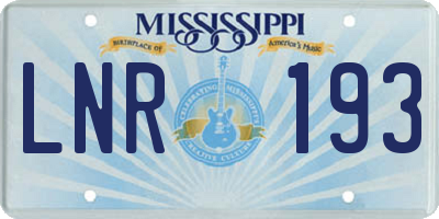 MS license plate LNR193